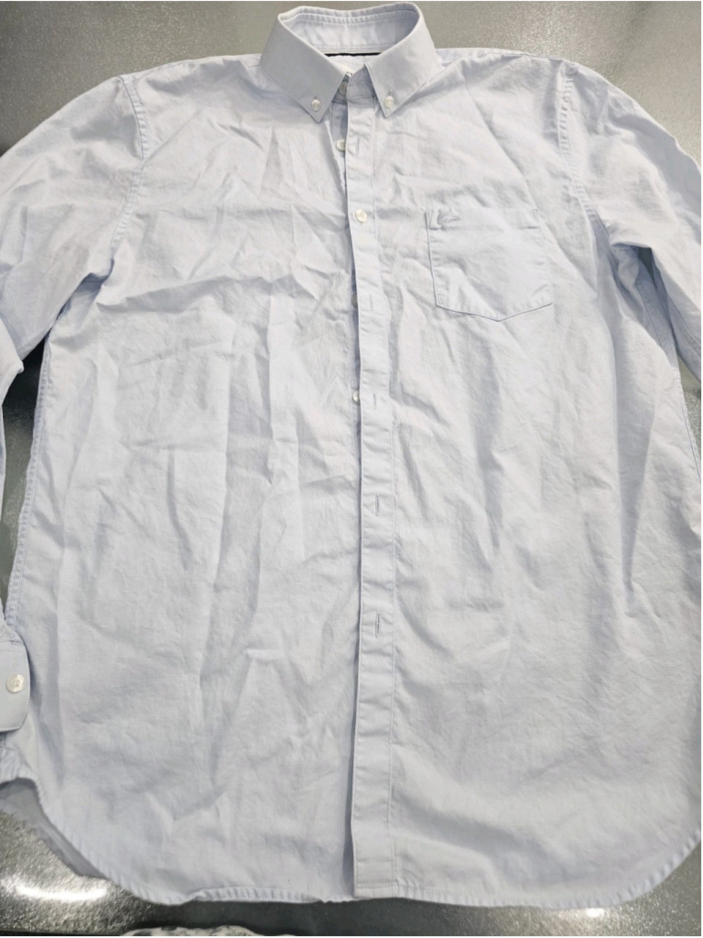 Lacoste Shirt Mens Collar Size 16 Blue, M-L Button Down Long Sleve Oxford Pocket - Picture 5 of 16